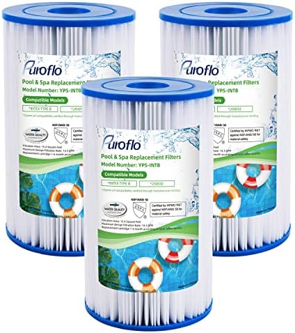 PUROFLO Type B Pool Filter 29005E/59905E for Intex Easy Set Pool, Pool Filter B for Above Ground Pools Compatible with Intex Type B Pool Filter and POOLPURE Type B Filter Cartridge for Pools, 3 Pack