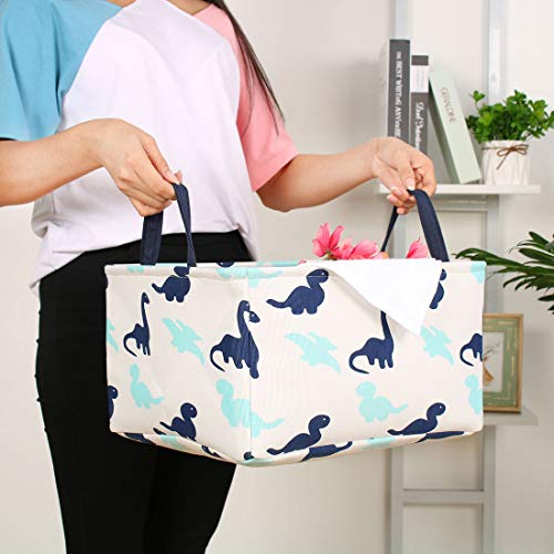 Uxcell Storage Basket Bin With Cotton Handles, Fabric Storage With Drawstring Closure For Clothes Towel Toys Organizer,Laundry Basket For Home Shelves Closet X-Large Navy Blue+White #TOP6
