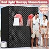 iTHERAU 2 Person Infra.red Steam Sauna Box for Home, Portable Sauna Steam Room with 660nm＆850nm Red Light, 2 Steamers, 2 Folding Chair, 5-Layer Waterproof