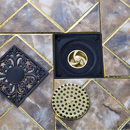 Olie Gewreven Zwart Brons Bloem Vierkante Carving Vloer Afval Roosters Badkamer Douche Afvoer Zeef 4 Inch Afvoer - Image 4