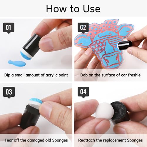 MUBYOK 80 Pcs Finger Sponge Daubers Set for Car Freshie DIY Crafting，Contains 10Pcs Black Finger Painting Daubers + 70Pcs Replacement Sponges by MUBYOK - Image 4