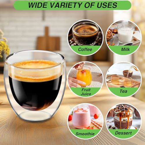 Espresso Cups Set of 4, 5oz Espresso Shot Glass Double Walled Coffee Cups - image 8