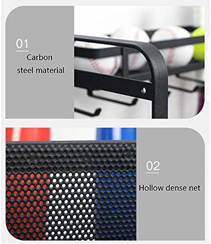 Metal Sports Ball Storage Cart - Freestanding Rolling Rack for Basketball, Football & Volleyball - Easy to Move, Stylish Black Design for Organized Sports Equipment & Hat Storage