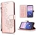 Produktbild XCYYOO Handyhülle Kompatibel mit Huawei Mate 10 Pro Tasche Leder Flip Case PU Leder Hülle[Spitzen Blumenmuster] Brieftasche Etui Schutzhülle für Huawei Mate 10 ProRoségold