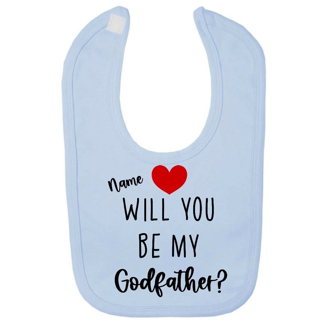 Miammo Personalised Godparent proposal, custom name will you be my Godfather [BBY7] cotton baby bib - Pastel Blue