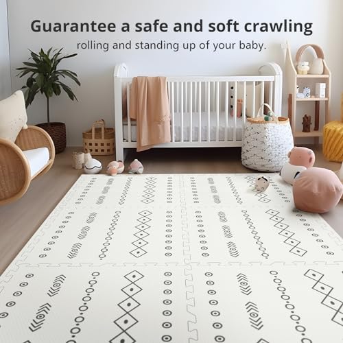 Baby Foam Play Mat for Floor, PIGLOG 72x48 Baby Crawling Mat, Puzzle Mats for Kids for Baby with Interlocking Tiles, Toddler Play Mat for Indoor and Outdoor, Easy to Clean Playroom Mat, Lines + Shapes by PIGLOG - Used condition - Image 7
