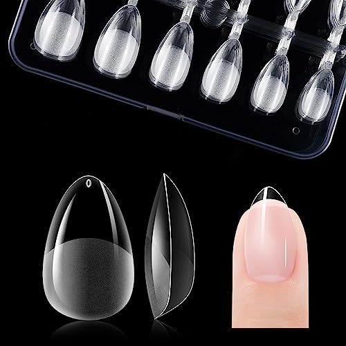 Gelike ec Extra Short Almond Nail Tips: 120PCS Soft Gel Tips Full Cover Set