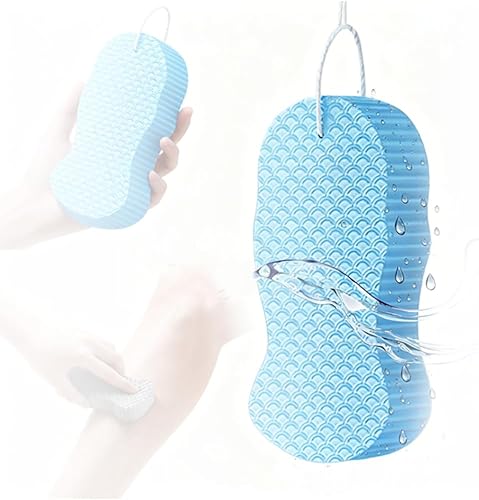 Miniatura 11 de Esponja de baño exfoliante mágica, exfoliante corporal súper suave 3D, cepillo de ducha reutilizable de mano para eliminar la piel muerta para Gris