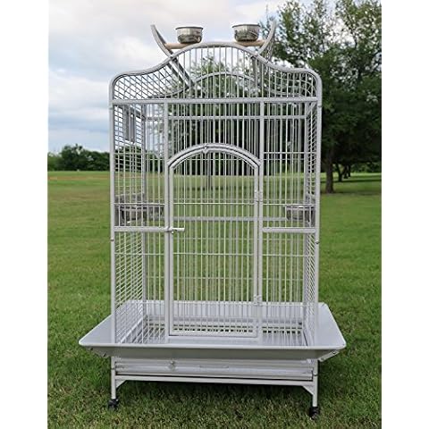 Extra Large Wrought Iron Open/Close Play Top Bird Parrot Cage, Include Metal Seed Guard Solid Metal Feeder Nest Doors Overall Dimensions: 35.25" Wx29.5"x62"H(with Seed Skirt) Cover