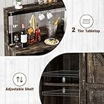 Coffee Bar Cabinet with Storage, Farmhouse Coffee Bar Table with 6 Hooks & Removable Wine Rack, Coffees Station Cabinet Liquor Bars with Hutch for Home, Dining Room, Living Room - Image 5