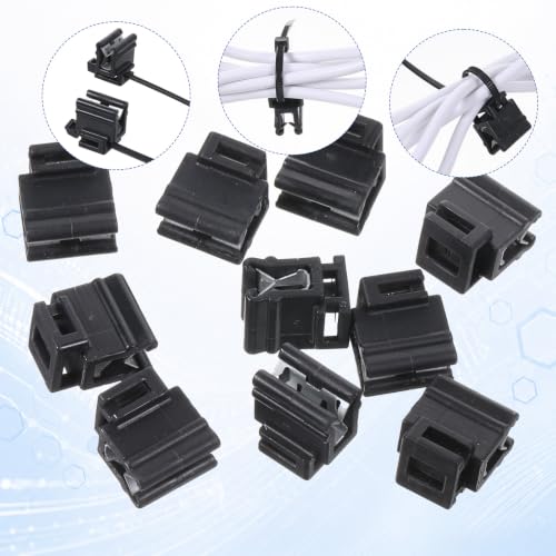 20 unidades de soportes para abrazaderas de cables, negros, de plástico, medidas 0,63 × 0,55 × 0,38 pulgadas, para organización de cables y cordones miniatura 5
