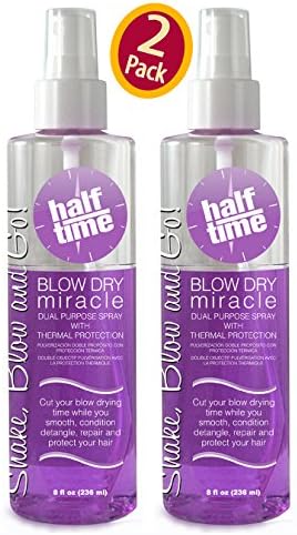 Half Time Blow Dry Miracle - Dual Purpose Spray! Intense Leave In Conditioner with Thermal and Color Protection! Cut your Blow Dry Time in HALF! Professional Size 8oz. (Package of Two (2))