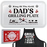 Fathers Day Birthday Gifts for Daddy from Daughter Son Wife,Best Dad Ever Gift,Funny BBQ Grilling Platter with Apron Sets Christmas Thanksgiving Present for Bonus Step New First Time Daddy Father Papa