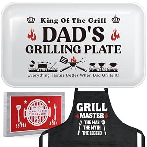 Fathers Day Birthday Gifts for Daddy from Daughter Son Wife,Best Dad Ever Gift,Funny BBQ Grilling Platter with Apron Sets Christmas Thanksgiving Present for Bonus Step New First Time Daddy Father Papa