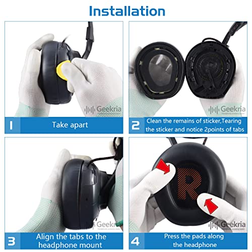 Geekria QuickFit vervangende oorkussens compatibel met JBL Quantum ONE draadloze hoofdtelefoon, oorkussens met videogids (zwart) - Afbeelding 6