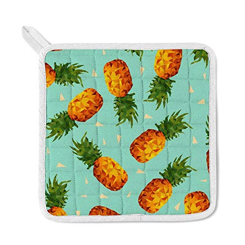 Top Carpenter Polyester Insulation Kitchen Oven Mitts Potholder Apron 3Pcs Set Modern Summer Pineapple Fruit Non Slip Heat Resistant Gloves For Baking Cooking Bbq #TOP2