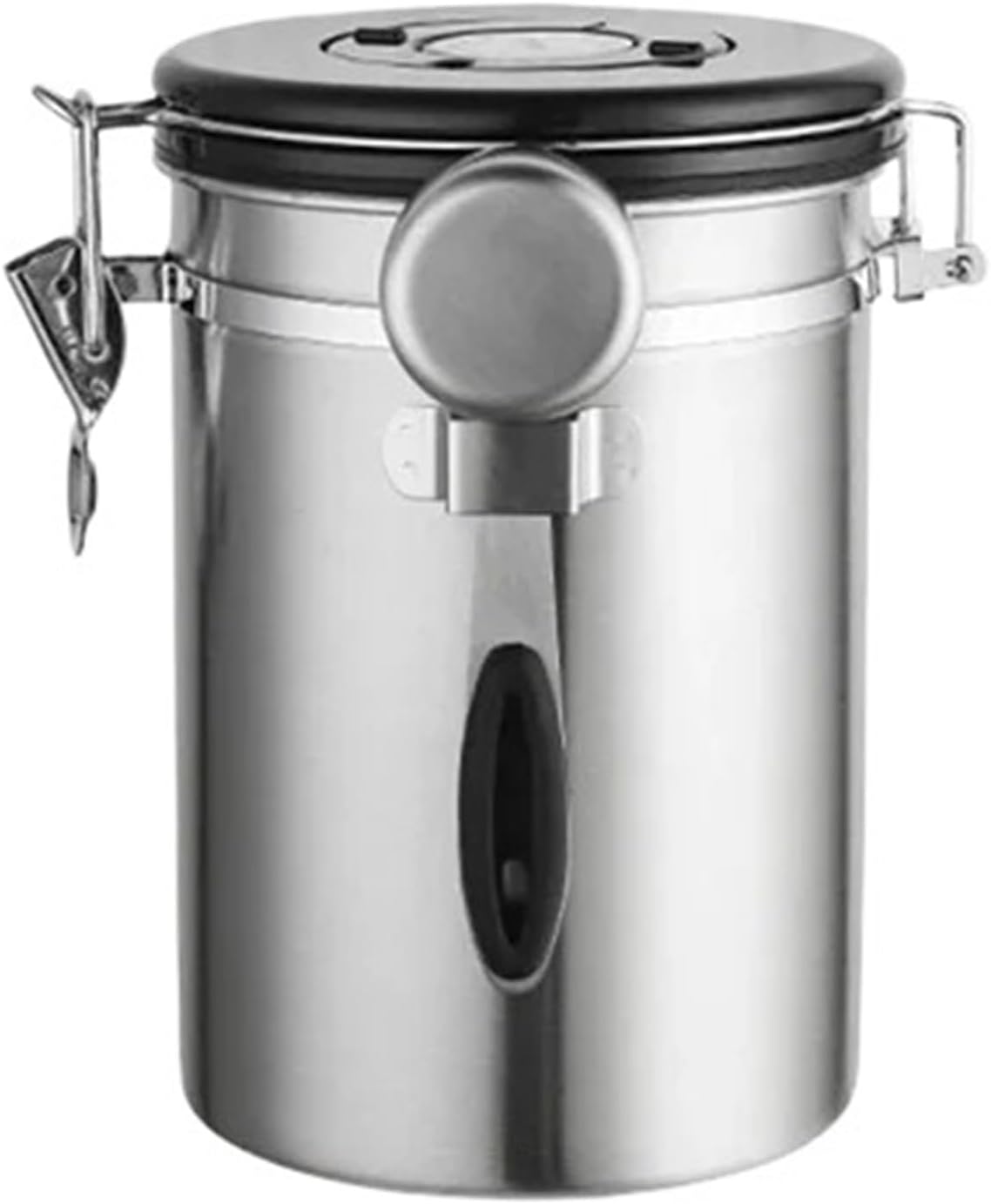 Stainless Steel Large Capacity Coffee Beans Vacuum Storage Container Airtight Grains Tea Nut(Black-1200ML)