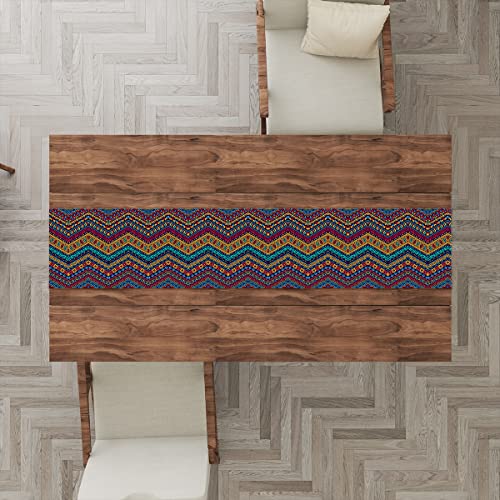 Colorful Ethnic Pattern Table Runner Geometric Mexican Art Cotton Linen Table Runners Farmhouse Home Decor For Kitchen Dinner Party Holidays (14X72 Inches ) #TOP2