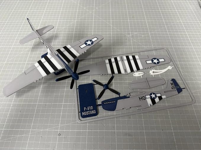 3D CRAFT Mustang Model Aircraft Kit, WWII Fighter Plane, D-Day Invasion Stripes, Multicolor, Scale Model-image-31