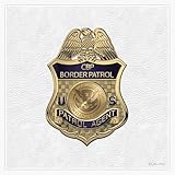 Magnet United States Border Patrol - USBP Patrol Agent Badge Over White Leather Magnetic Vinyl Sticker Decal 5"