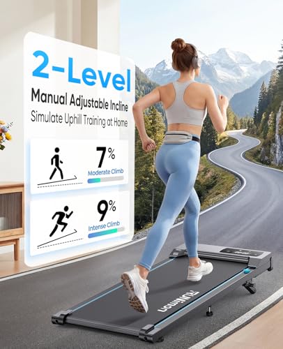 RUNIMON Walking Pad with Incline — 5-in-1 Under-Desk Treadmill (0–5 mph, Manual 7%/9% Incline) — view 4