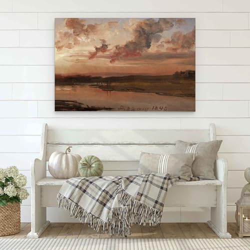Tableau J.C. Dahl L'Elbe le soir | Solution mur vide 50x75