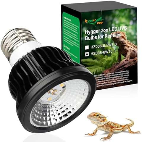 Hygger zoo High Intensity UVB Reptile Light Bulb 6W 10.0 Full Spectrum UVA UVB for Reptiles simulating Sunlight Promote Synthesis of Vitamin D3 in Reptile Pets for Turtle,Lizard,Bearded Dragon,Spider Cover
