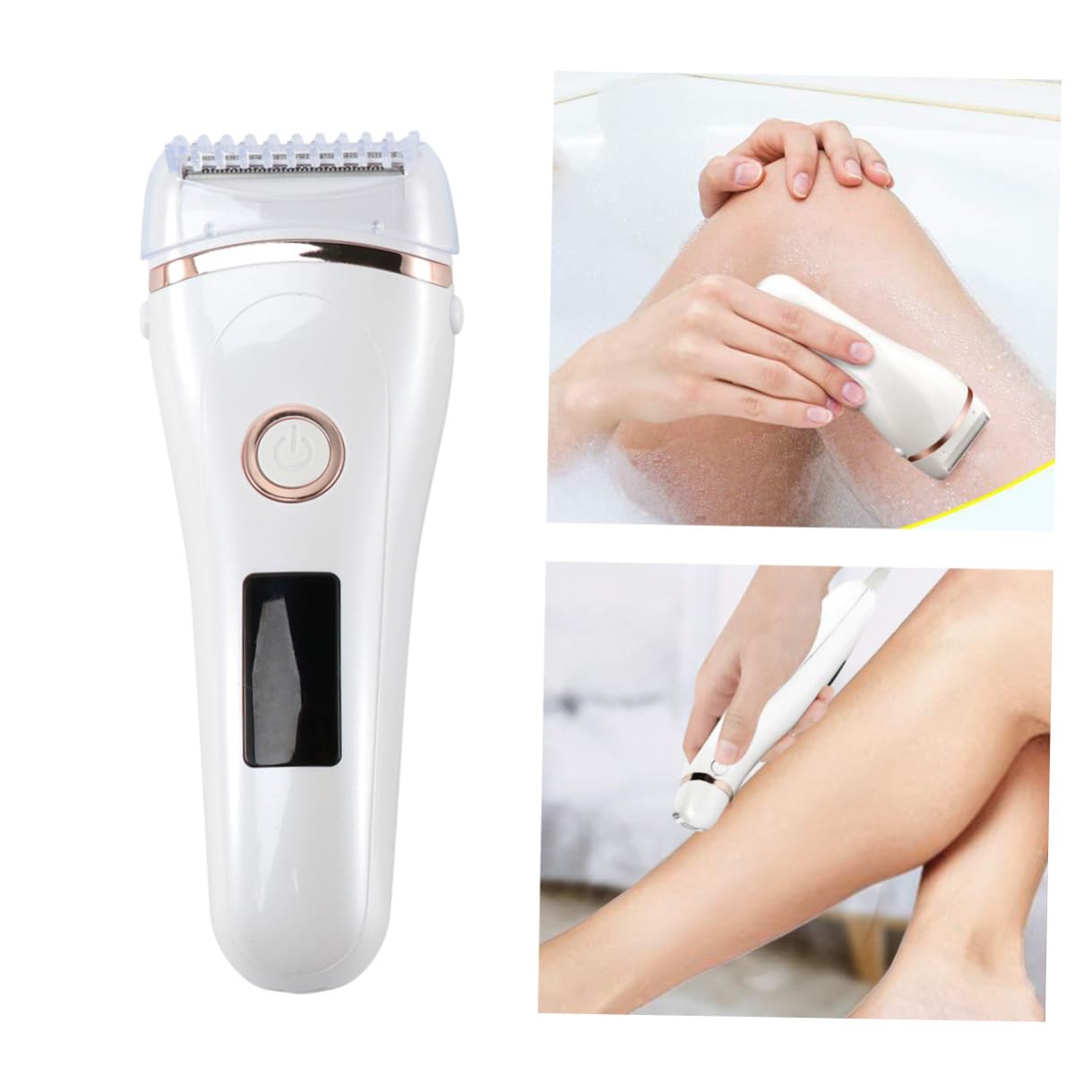 Mikikit Epilatore Elettrico Rasoi per Corpo e Sopracciglia Ricaricabile USB Donna Display Led Rapido e Indolore, Materiale Abs e Acciaio Inox, per Gambe e Ascelle