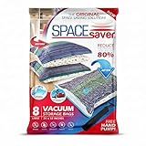 Spacesaver 8 Pack Large Vacuum Storage Bags for Comforters, Blankets & Clothes – Vacuum Sealed Compression Bags with Hand Pump – Space Saver Storage Bags for Bedding, Moving, Travel & Organization