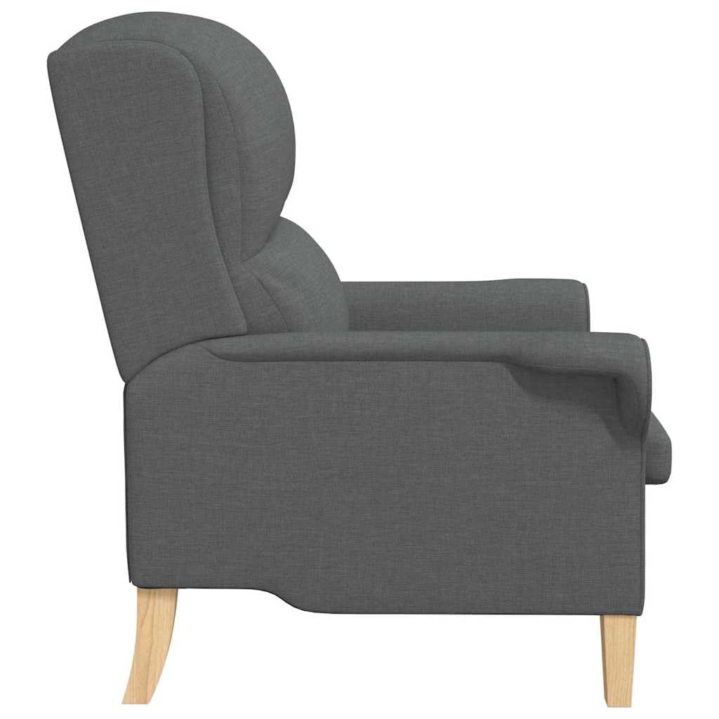 Poltrona Moderna Grigio Scuro in Tessuto con Telaio in Legno