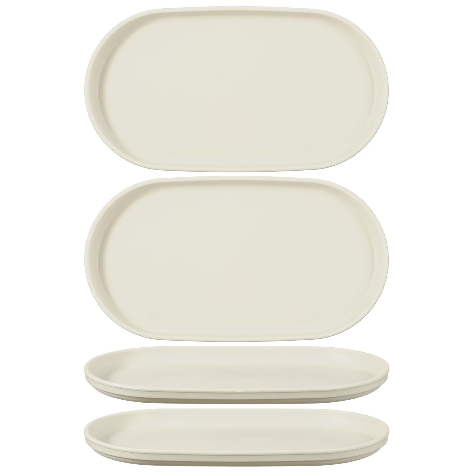 sourcing map 4Pcs Fast Food Serving Trays, 23.8x13cm Oval Reusable Restaurant Serving Trays for Kitchen Restaurant Coffee Fruit Burger Lunch Dessert, Creamy White