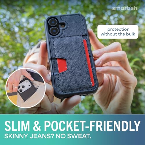 Smartish® iPhone 17 Wallet Case + Crossbody Lanyard Strap - [Slim + Protective] Phone Case Credit Card Holder + Universal Detachable Shoulder Neck Strap for Apple iPhone 17 - Black Tie Affair by Smartish - Image 6