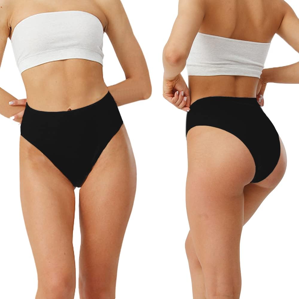 Womens High Rised Cotton Underwear Soft Breathable Panties Deep Length Briefs Underpant Multipack - Image 3