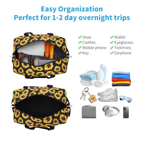 Image of Apenze Small Gym Bag 14 inch lightweight Carry On Mini Duffel Bag for Travel Sport - Sunflower