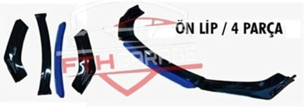 4 Parça Ön Lip Üniversal Ön Tampon Eki Piano Black Kırmızı-mavi-sarı-gri-beyaz