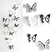 skyblue-uk 18 stickers Muraux de Papillons 3D Sticker Mural Autocollants bricolage papillon amovible Reutilisable Pour chambre Salon (noir)