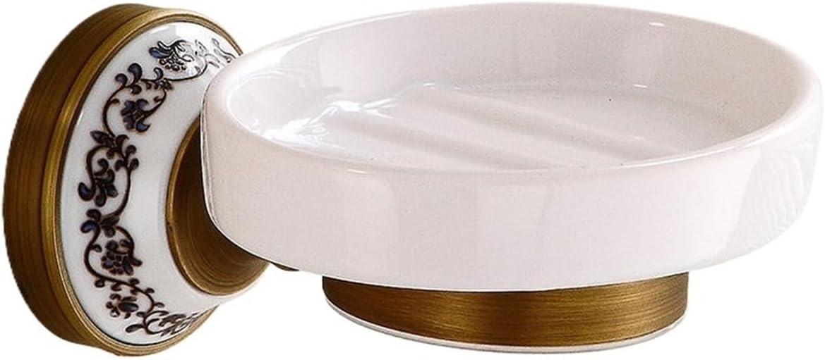 Porcelain Base Bathroom Hardware Set Towel Rack Toothbrush Holder Toilet Roll Paper Soap Dish Wall Mounted Bronze WB8803(5)