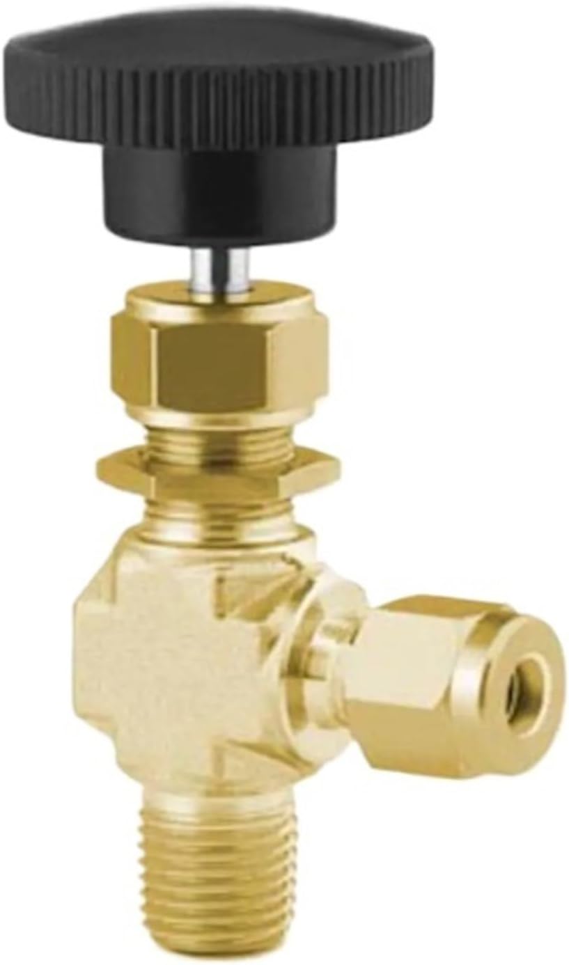 B-1RM4-S4-A Brass Integral Valve Cap Angle Needle Valve 1/4 in External Threaded Tubing