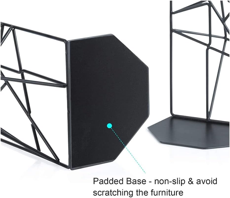 Mordern Bookends Bookends, Decorative Metal Book Ends Book Supports for Shelves, Book End Unique Geometric Design Bookend, 1 Pair/2 Pieces Decorative Bookend Supports(B)