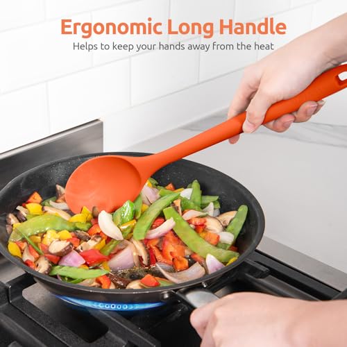 Image of U-Taste Silicone Cooking Spoon, 13.3 inch Long Large Mixing Spoon, Orange