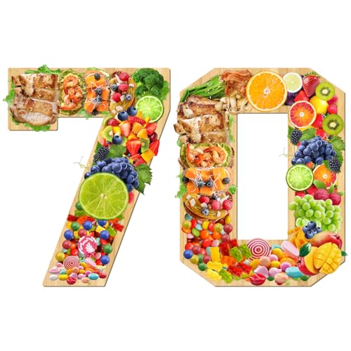 KAMUFU Boîte à charcuterie en bois de bambou avec chiffres 70, lettres à remplir pour biscuits, apéritifs, charcuteries, collations, desserts, pour décoration d'intérieur et de fête