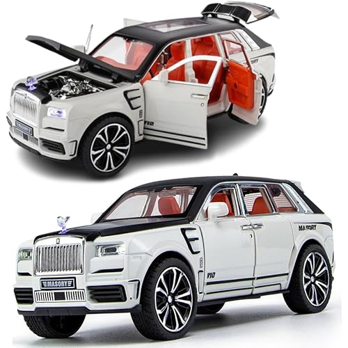 Image of Alokik Enterprise Compatible for 1:32 Rolls Royce Masory Toy Car Model, Diecast Collectible Pull Back Model Car with Sound and Light, Toy Gift Vehicles for Adults Kids Boys Girls【White】