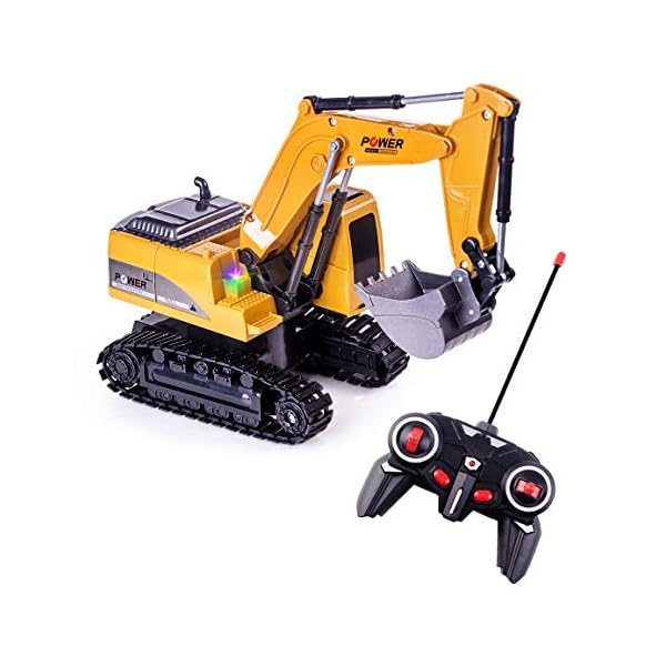 Highttoy Ferngesteuerter Bagger, 6 KanÃ¤le RC Bagger fÃ¼r Jungen Bagger Traktor Spielzeug mit Lichtern und Ton 1:24 Ferngesteuertes Bagger LKW Spielzeug fÃ¼r Kinder