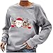 T-shirt de Noël pour femme à offrir - Vintage - Imprimé sorcière - Col rond - Impression simple - Manches longues - Décontractée - Motif animal, 5118 - Gris, XL