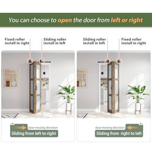 Image of FREDBECK 36X84 Bifold Barn Door Glass,3 Panel,Brown,Fit for 32 inch-34 inch Opening