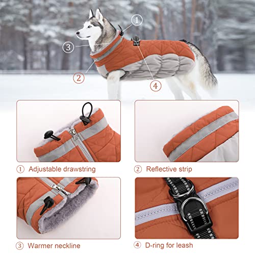 Image of Lelepet Warm Dog Winter Coat Cold Weather Jacket Windproof Reflective Turtleneck Vest with Plush Neckline D-Ring for Leash Thick Fleece Lining Jacket Pet Apparel for Small Medium Large Dogs(X-Small) | Windproof Reflective Turtleneck Puppy Vest with Plush Neckline D-Ring for Leash Fleece Jacket for Small Medium Large Dogs XS