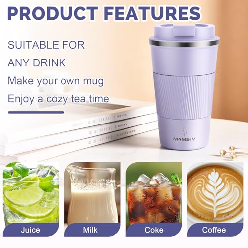 Image of MOMSIV 17oz Travel Mug, Insulated Coffee Cup with Leakproof Lid, Travel Coffee Mug Vacuum Stainless Steel Double Walled Reusable Coffee Cup for Hot and Cold Water Coffee