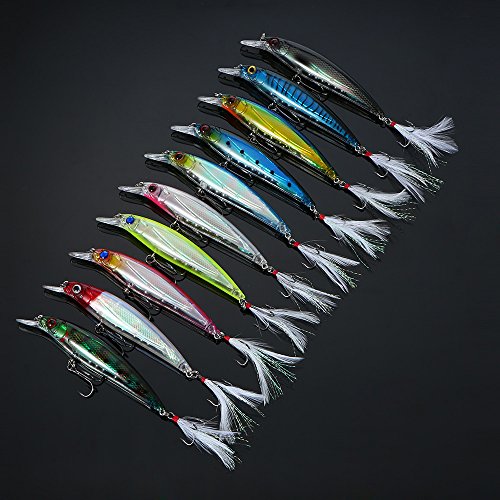 Lixada 10 PCS 0.6-1.8 m Minnow Mergulho Iscas De Pesca 13.6g 110mm Isca Artificial Isca De Pesca Dur