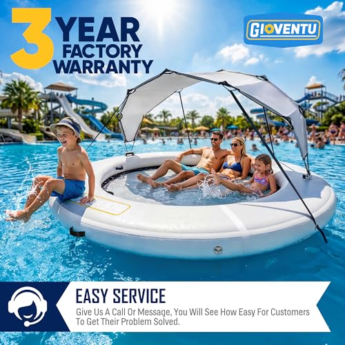 Inflatable Water Hammock for Adults, 8FT Heavy Duty Float Ring with UPF 50+ Canopy & Cooling Mesh Center, Portable Floating Island Lounge for Pool Lake Beach River, Supports 660 LBS by jiswoacis - Used condition - Image 6
