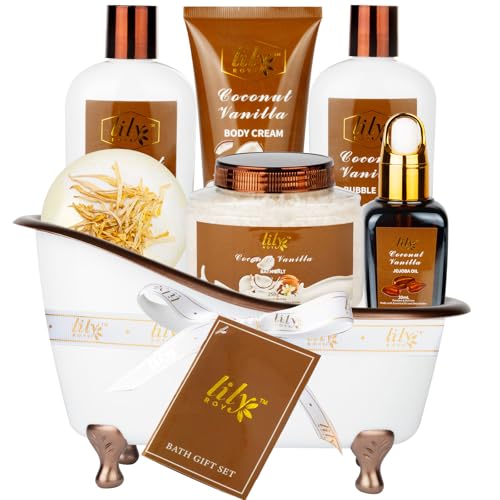LILY ROY Basket for Women, - 21Piece Luxurious Bath and Body Skin Care Set for Women, Spa Gift Set for Mom, Spa Kit | Valentines Day, Birthday Gifts, Sets